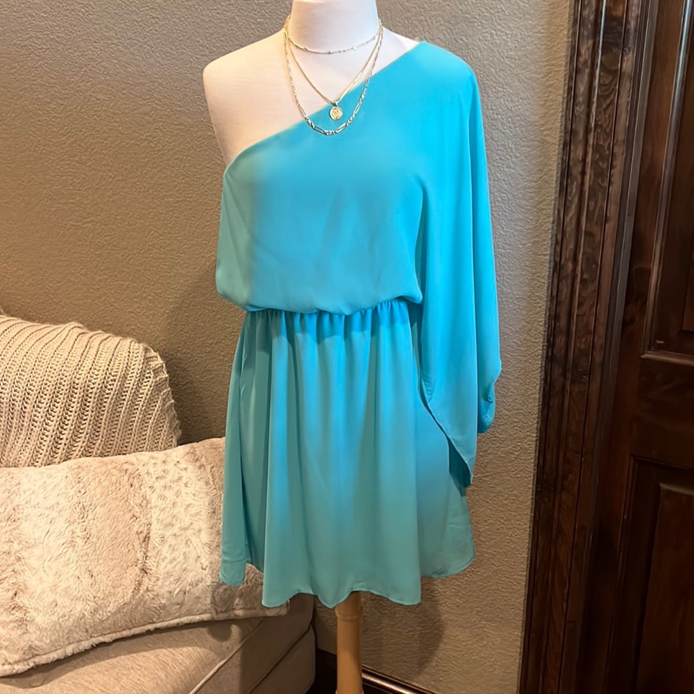 Caramela Aqua One Shoulder Dress